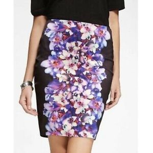 EXPRESS SATIN FLORAL PENCIL SKIRT SIZE 8